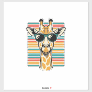 Adesivo Óculos de Sol Girafa Vintage Vetor de Listra Retro