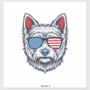 Adesivo Óculos de sol patrióticos para cães Westie Arte ve