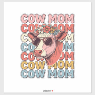 Adesivo Óculos de Sol Retrô Vaca Mãe Desenho Gravura Vinta
