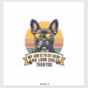 Adesivo Óculos de Sol Vintage French Bulldog Meu Trabalho