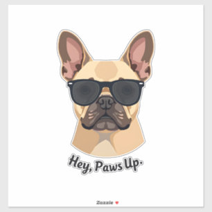 Adesivo Óculos de Sol Vintage Hey, Paws Up Bulldog Francês