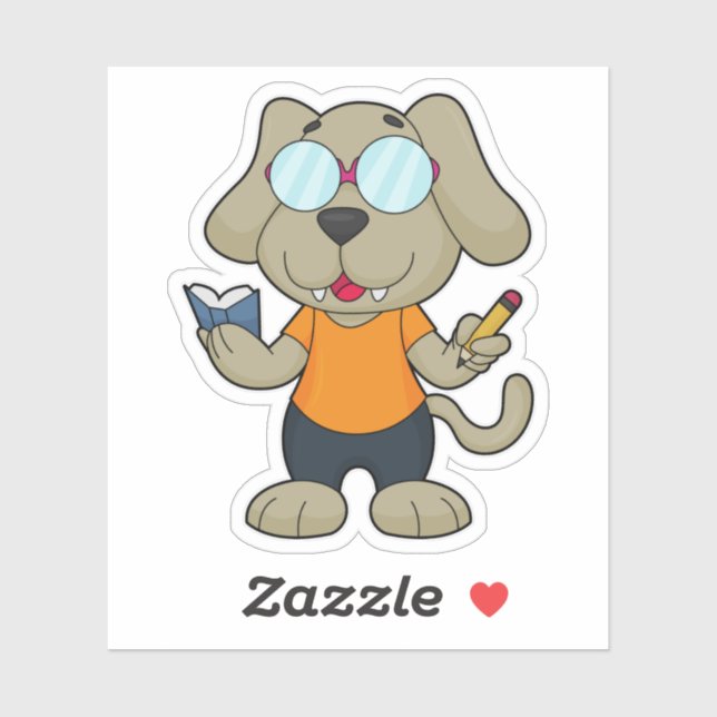 Adesivo Óculos do livro de Nerd de cães (Folha)