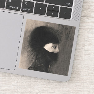 Adesivo Odilon Redon Armor. Mulher escura encara arte simb