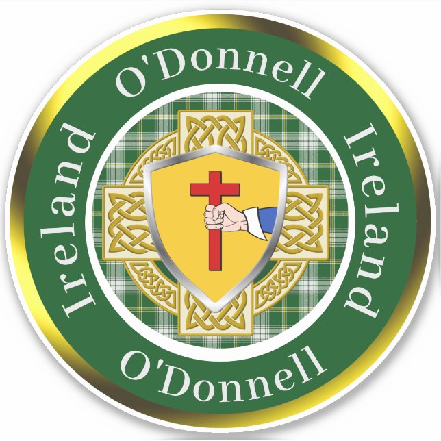 Adesivo O'Donnell Irish Shield/Celtic Cross Personalizado (Frente)