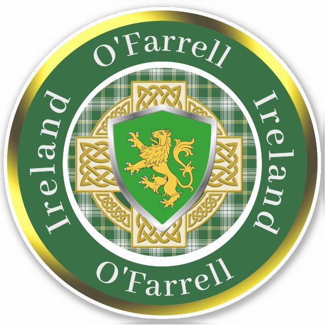 Adesivo O'Farrell Irish Shield/Celtic Cross Personalizado (Frente)