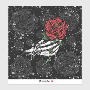 Adesivo Oferta de Rosa do Esqueleto Prata Glam Gótico Pret