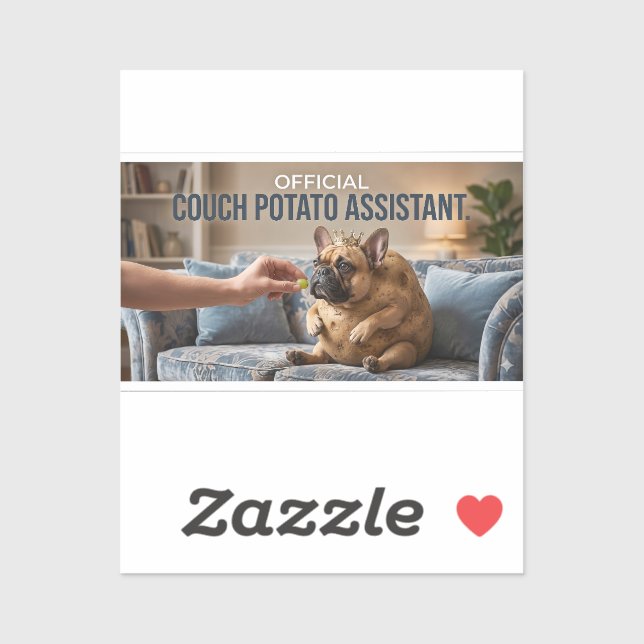 Adesivo Official Couch Potato French Bulldog Cute Funny Do (Folha)