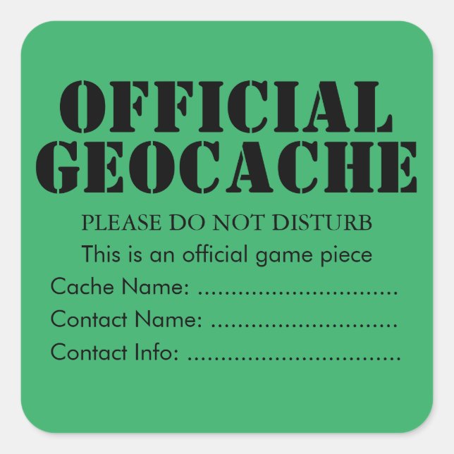 Adesivo oficial de Geocache personalizado (Frente)