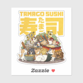 Adesivo Oficina de gatos brancos Tamago Sushi