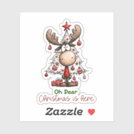 Adesivo Oh Deer Christmas Is Here Cute Reindeer Christmas