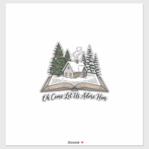 Adesivo Oh Venha Adoremos a Ele Design do Livro de Natal_1