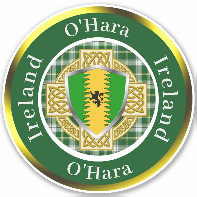 Adesivo O'Hara Irish Shield/Celtic Cross Personalizado (Frente)