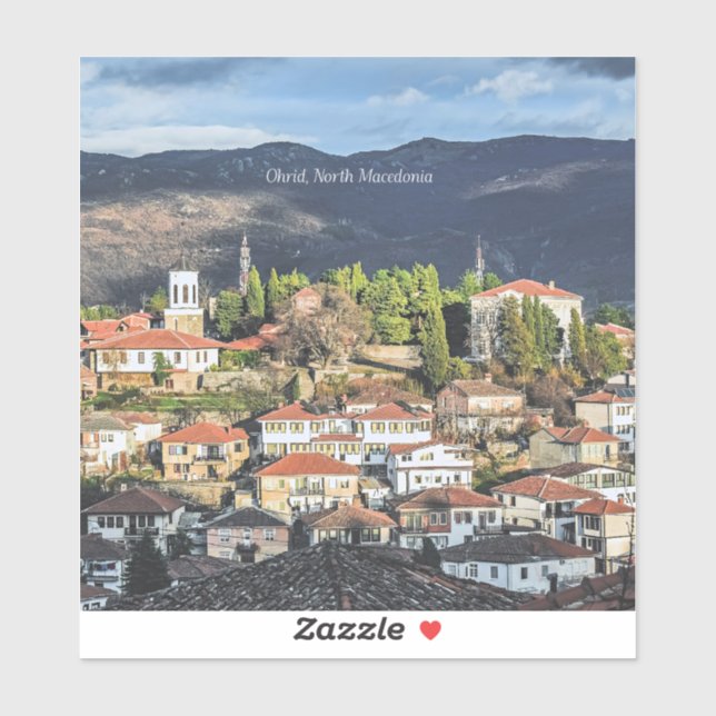 Adesivo Ohrid, foto pitoresca da Macedônia do Norte, (Folha)