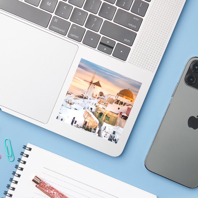 Adesivo Oia Santorini (Notebook com iPhone)