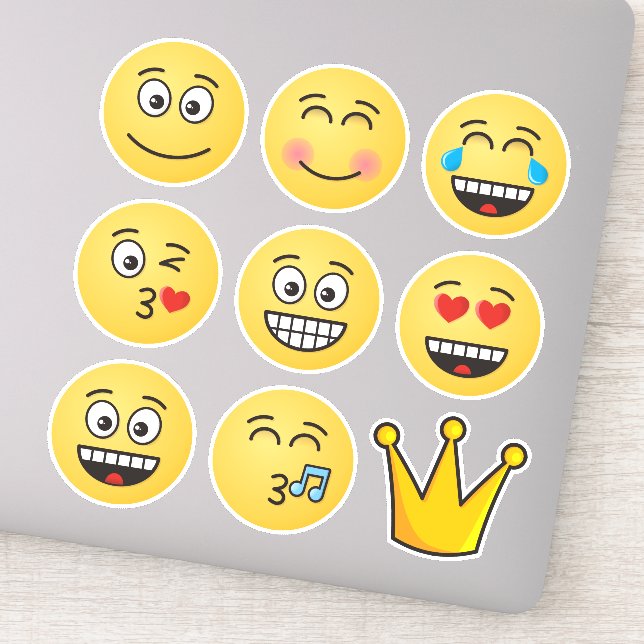 Adesivo Oito Emojis e uma Coroa (Detalhe)