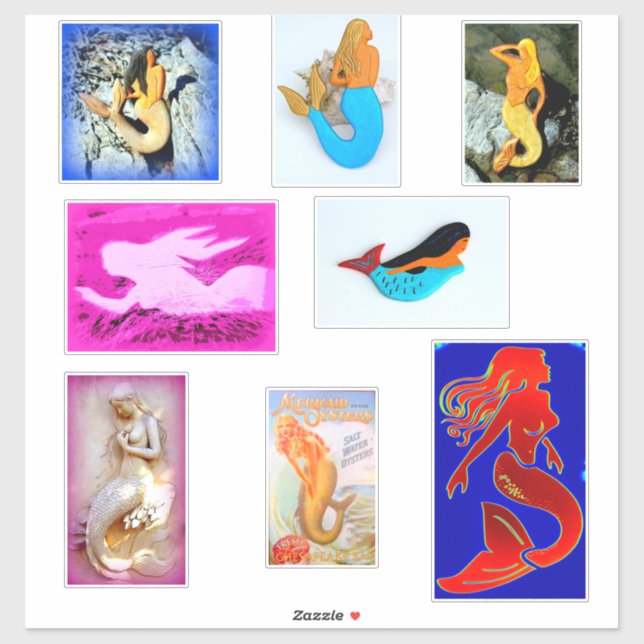 Adesivo Oito variedades de sereia (Folha)