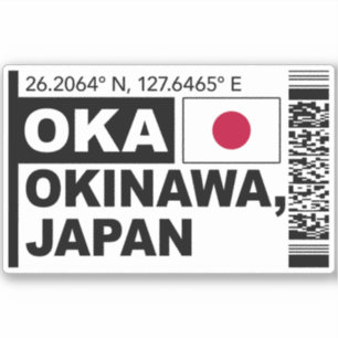Adesivo OKA Okinawa Cartão de Embarque - Viagens ao Japão