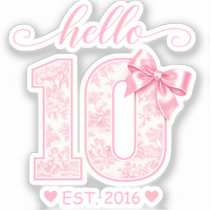Adesivo Olá 10 Aniversário Rosa Olá 10 Ano Personalizado