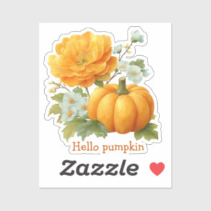Adesivo Olá Pumpkin Floral Halloween Design