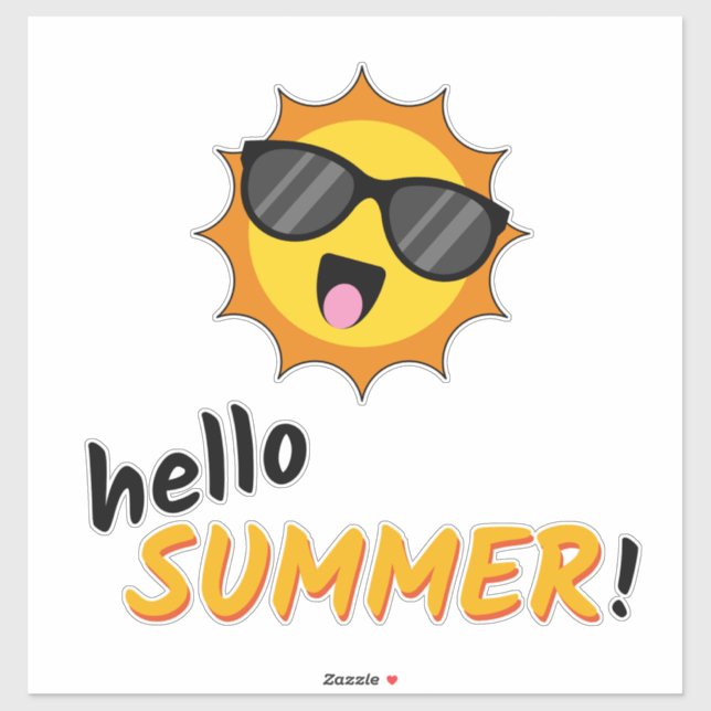 Adesivo Olá Summer Sun com óculos de sol (Folha)