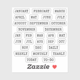 Adesivo Old Script Monthly  Index Tabs Tab Binder Divider