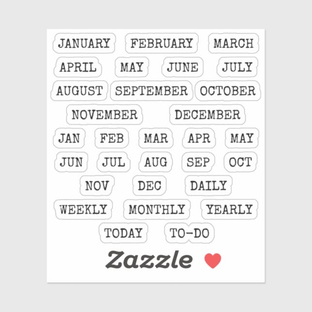 Adesivo Old Script Monthly  Index Tabs Tab Binder Divider (Folha)