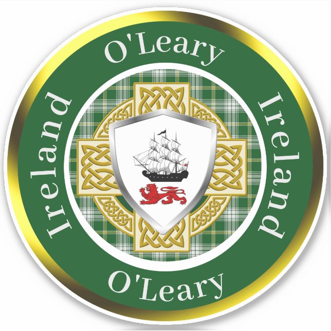 Adesivo O'Leary Irish Shield/Celtic Cross Personalizado (Frente)
