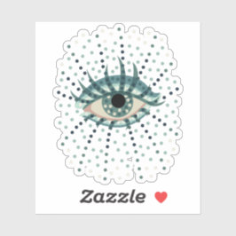 Adesivo Olho Azul Estranho Com Pontos Abstrato Arte Psicod