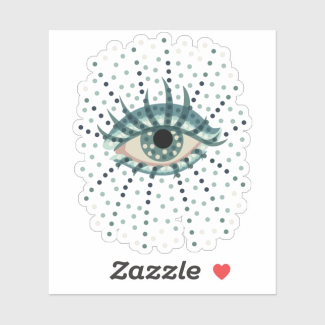 Adesivo Olho Azul Estranho Com Pontos Abstrato Arte Psicod (Folha)