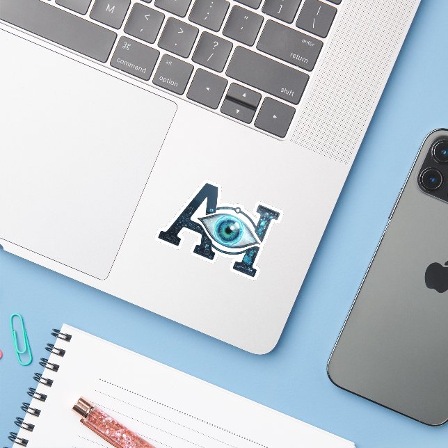 Adesivo Olho de IA (Notebook com iPhone)