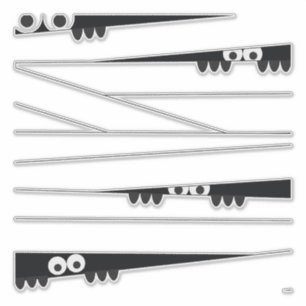 Adesivo Olhos Brancos Negros, Atacando a Mamãe Halloween