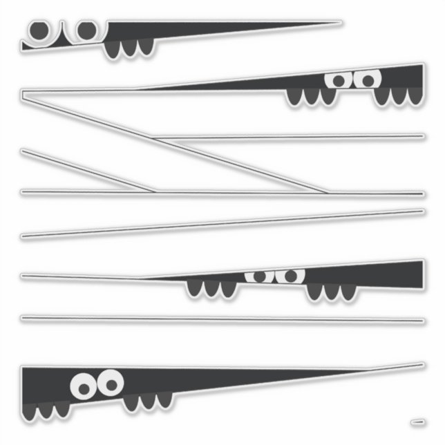 Adesivo Olhos Brancos Negros, Atacando a Mamãe Halloween (Frente)