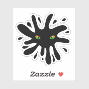 Adesivo Olhos de Gato olhando para um Blob Preto