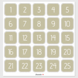 Adesivo Olive Green Customizable Square Number Stickers