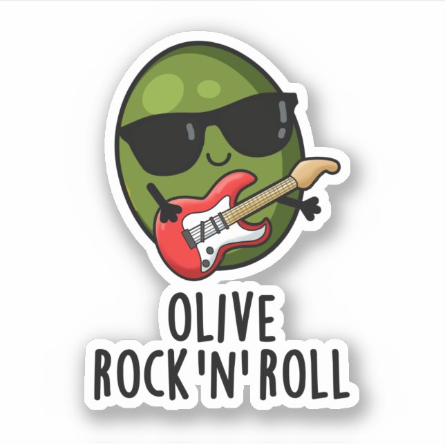 Adesivo Olive Rock E Roll Funny Rocker Olive Pun (Frente)