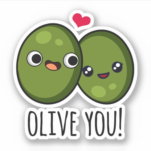 Adesivo Olive You Engraçado Love Pun (Frente)