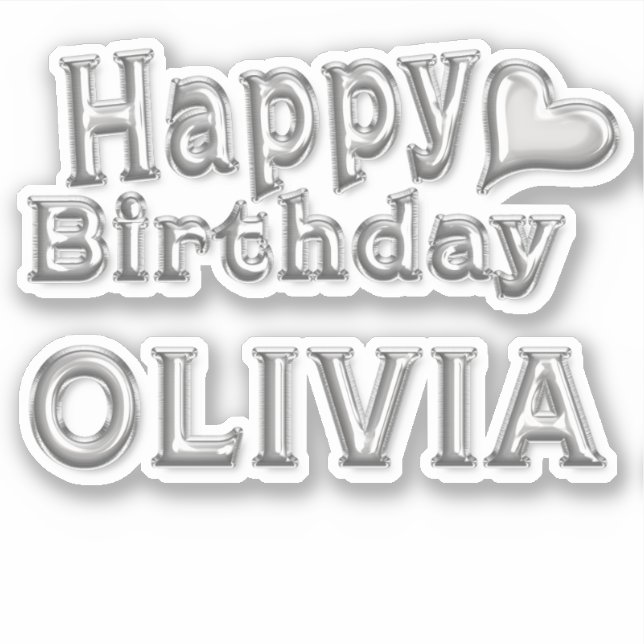 Adesivo Olivia Happy Birthday silver Aufkleber Sticker (Frente)