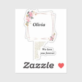Adesivo Olivia name sticker – Custom  flower-golden line