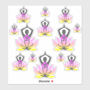 Adesivo OM Namaste Lotus Flower Yoga Pose Espiritual
