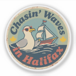 Adesivo Ondas de Gaivota Retro Halifax