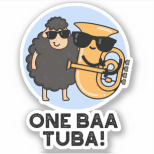 Adesivo One Baa Tuba Engraçado Música Ovino
