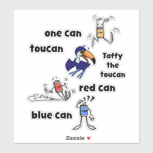 Adesivo One Can Toucan Red Can Blue Can Stickers (Folha)