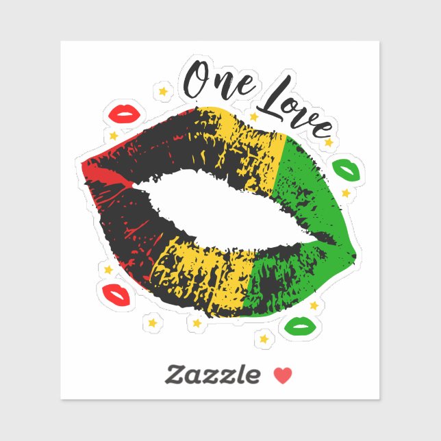 Adesivo One Love Rasta Lipstick Kiss (Folha)