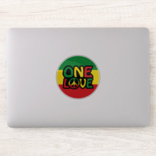 Adesivo One Love, Reggae design com cores reggae