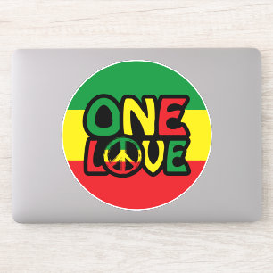 Adesivo One Love, Reggae design with reggae colors