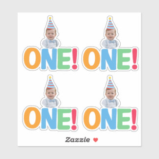 Adesivo  One Photo birthday Cupcake Topper