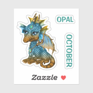 Adesivo Opal de outubro do dragão do bebê de Birthstone