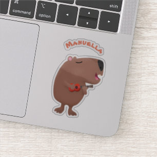 Adesivo Óptica desenho animado de capybara ukulele