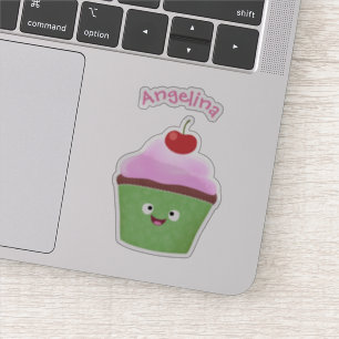 Adesivo Óptica ilustração do desenho animado do cupcake fe