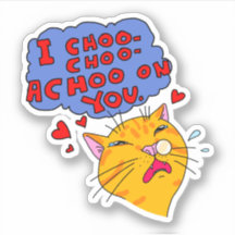 Orange Cat espirrando com texto de amor